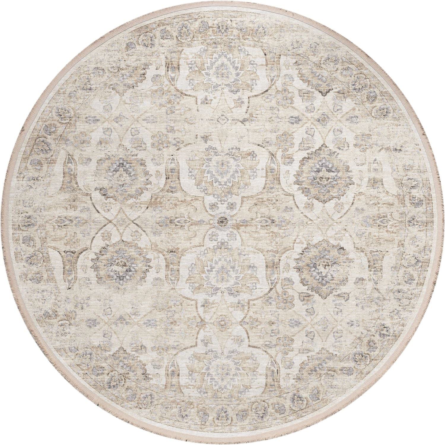 Marbella Mb5 Ivory Traditional Rug Round 4' X 4'