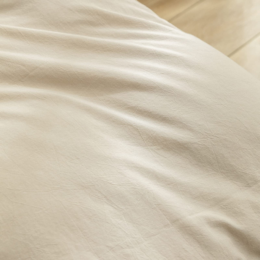 Bestouch Duvet Cover Set 100% Washed Cotton Linen Feel Super Soft Comfortable Chic Lightweight 2 Pcs Home Bedding Set Solid Line