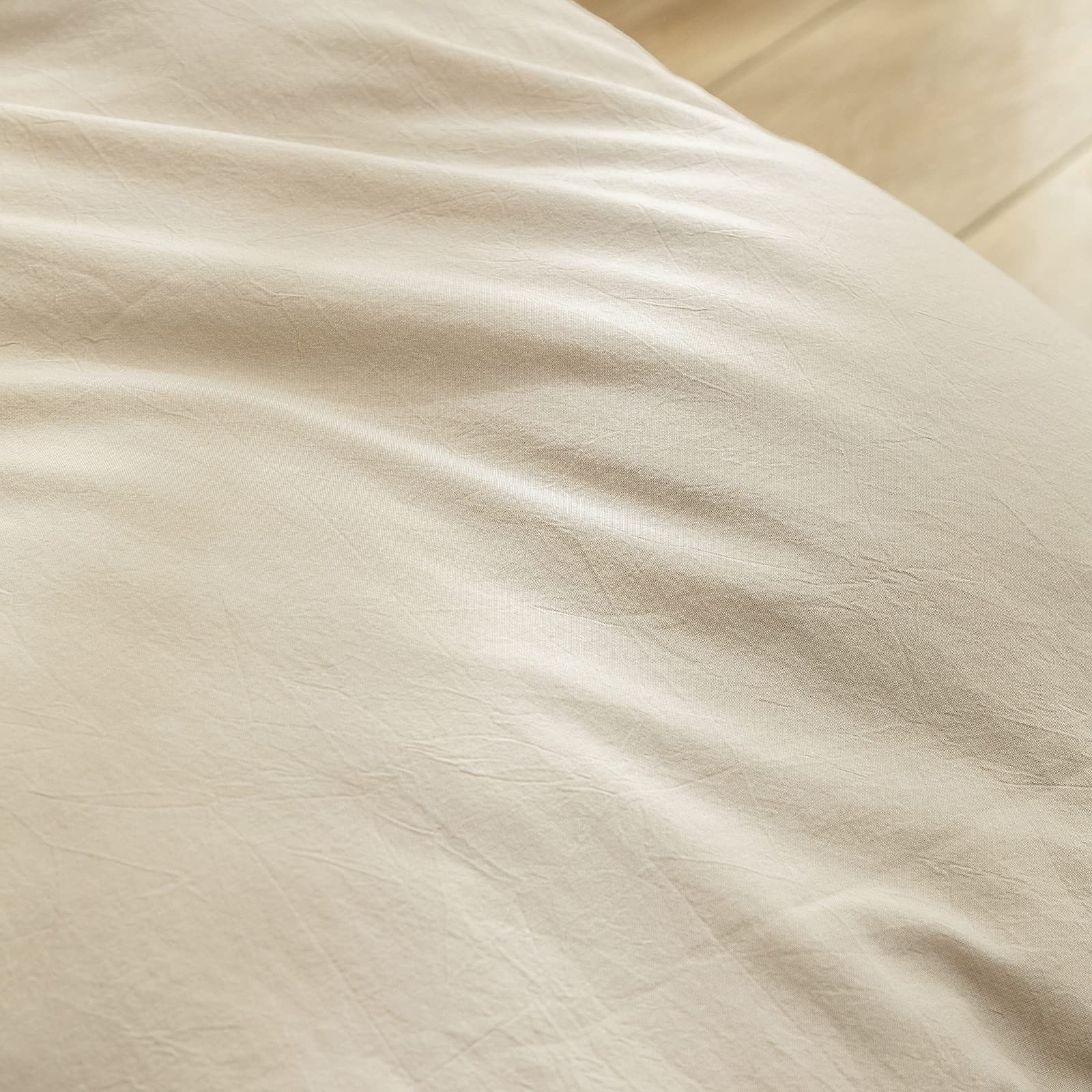 Bestouch Duvet Cover Set 100% Washed Cotton Linen Feel Super Soft Comfortable Chic Lightweight 2 Pcs Home Bedding Set Solid Line
