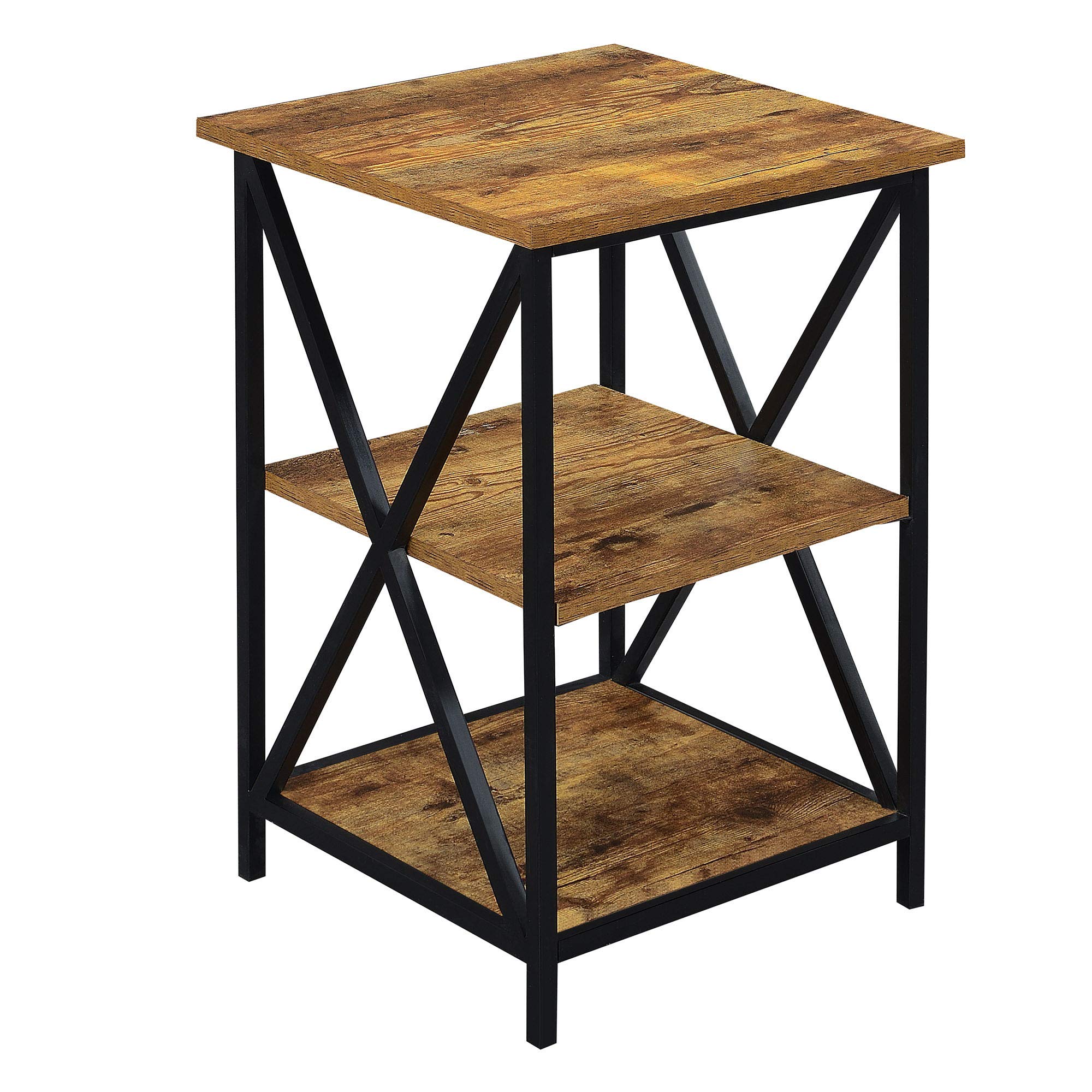 Convenience Concepts Tucson End Table with Shelves, Barnwood/Black