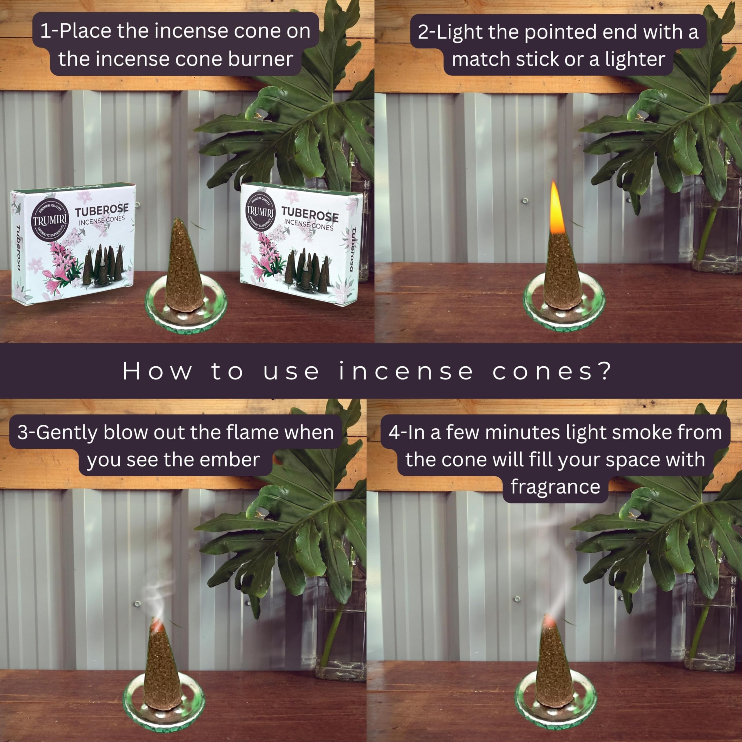 Tuberose Incense Cones - Total 20 Cone Incense - Dual Pack Of 10 Insence Cones - Incense Cones Scented - Cone Incense Scents - I