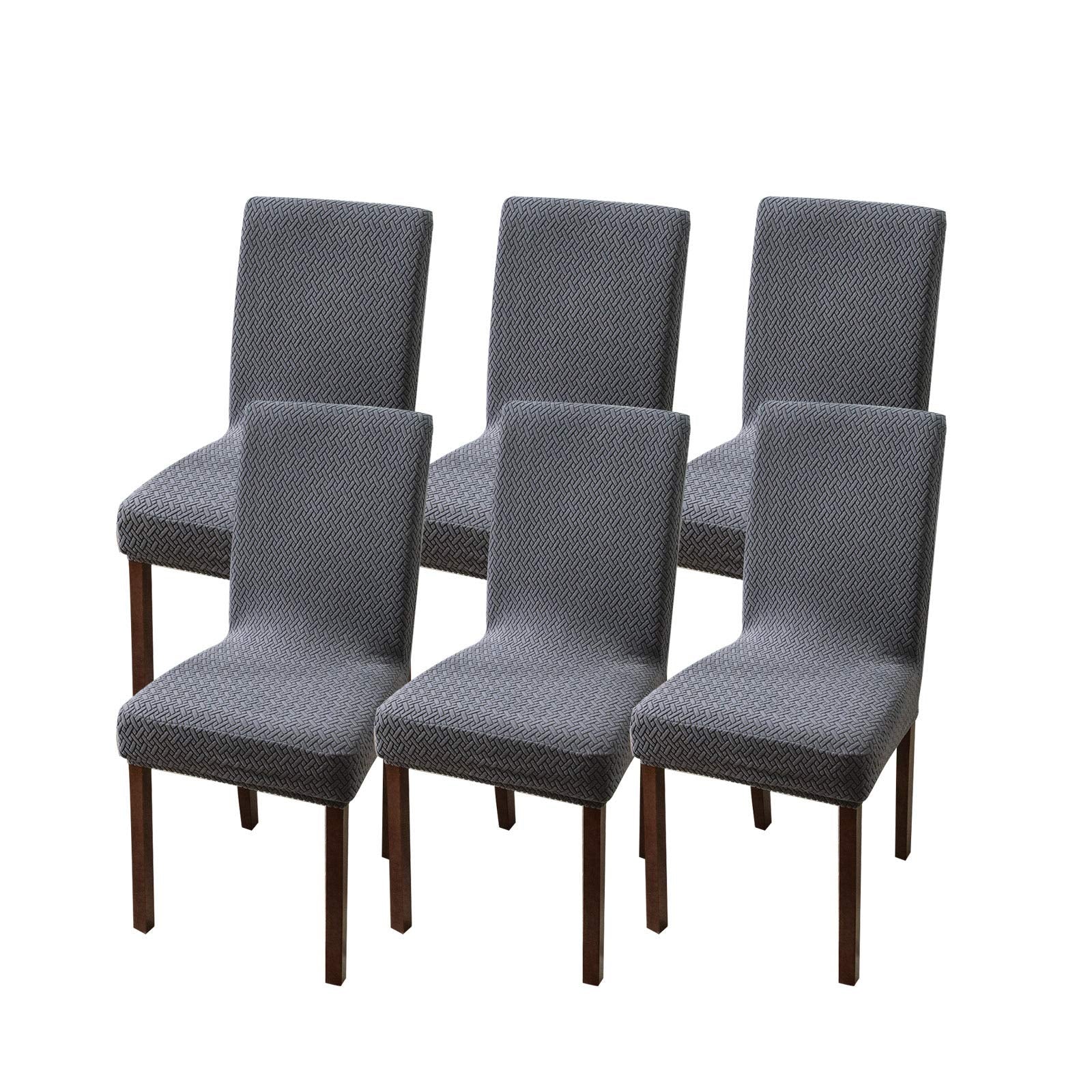 Genina Chair Covers For Dining Room Chair Covers Dining Chair Slipcovers Stretch Kitchen Parsons Chair Covers (Dark Gray, 6 Pcs)