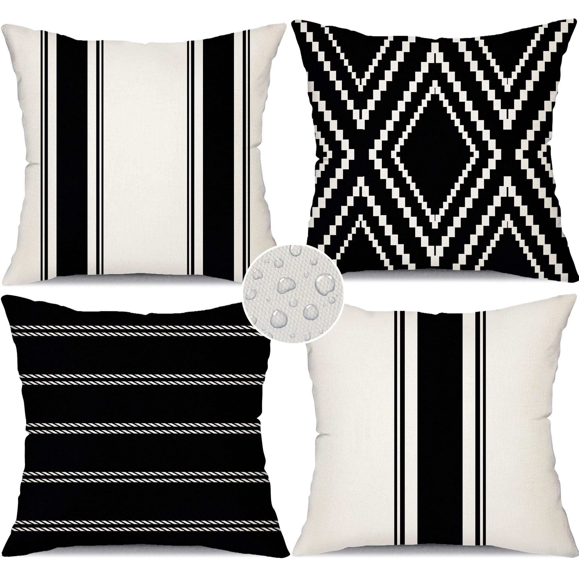 Dfxsz Outdoor Pillow Covers 16X16 Inch Set Of 4 Waterproof Modern Geometry Throw Pillows Outdoor Summer Waterproof Decor For Pat