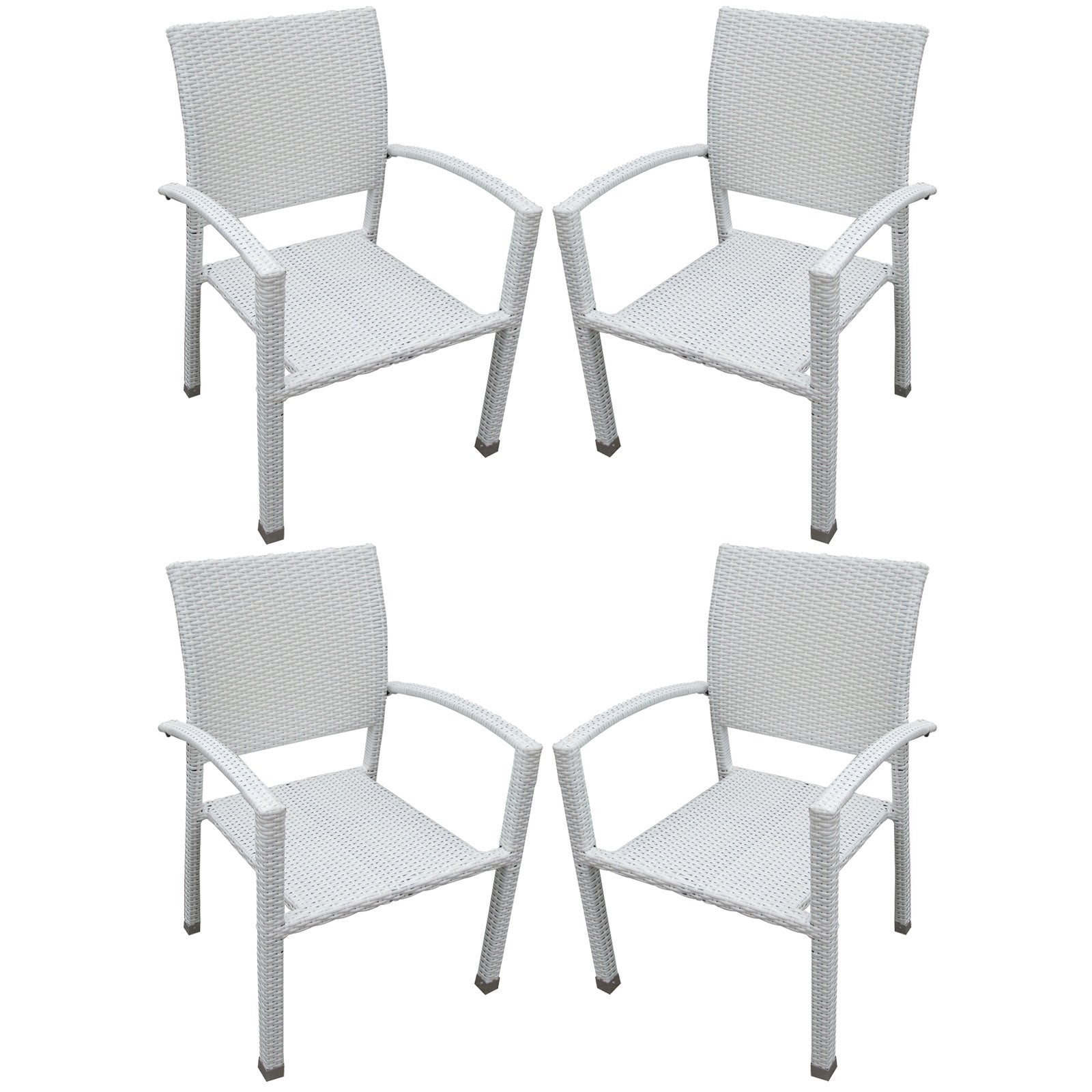 Four Outdoor Stackable Dining Chairs In White
