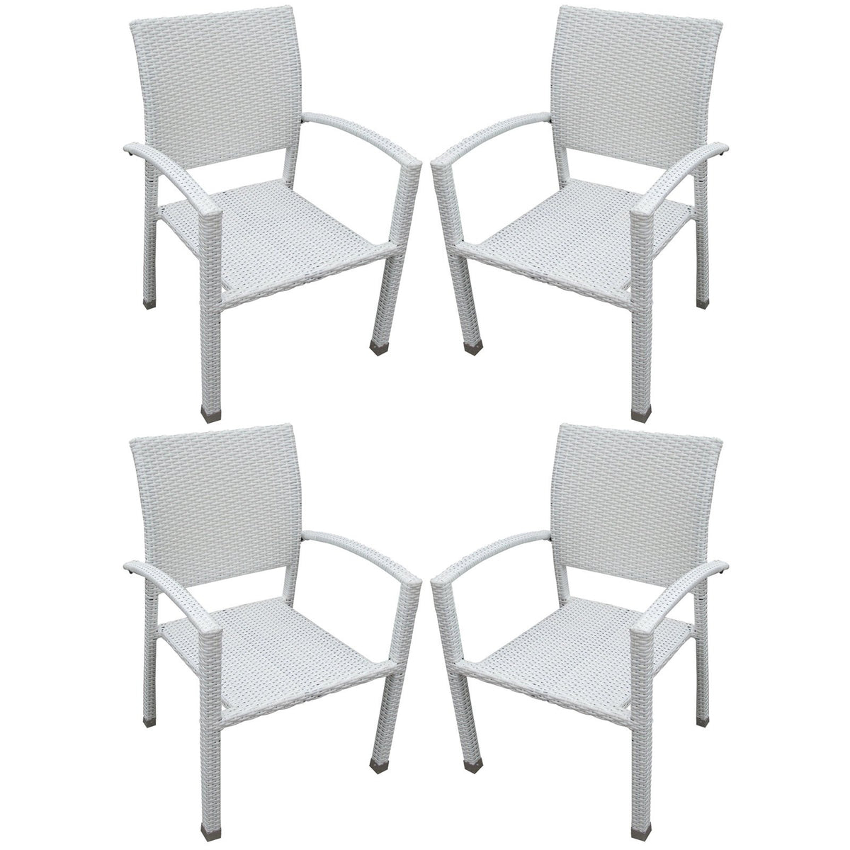 Four Outdoor Stackable Dining Chairs In White