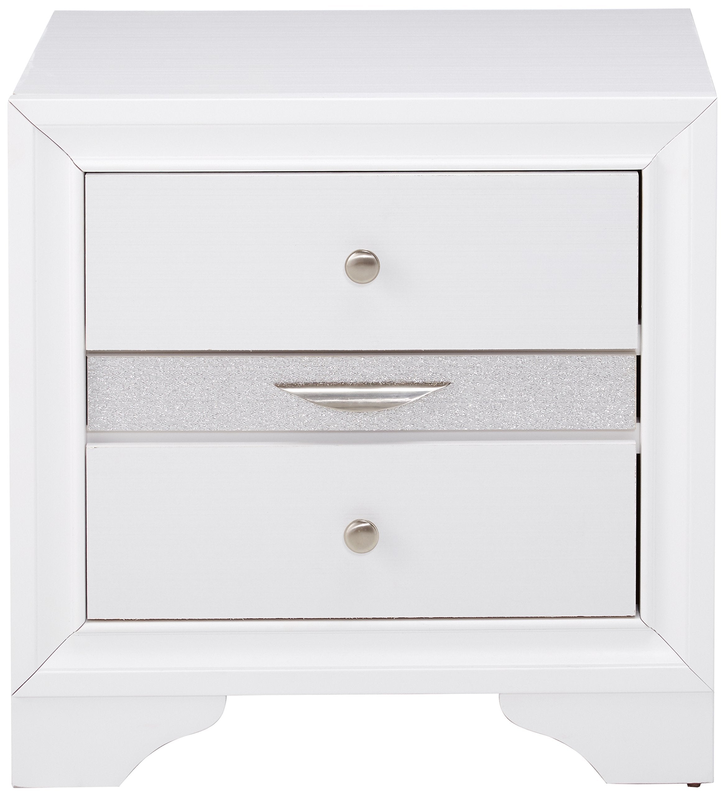 Acme Naima Square Wood 3-Drawers Bedroom Nightstand In White