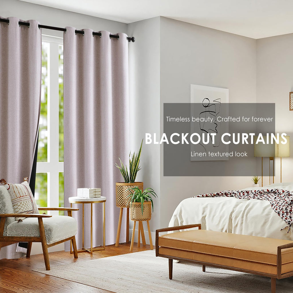 Pink Linen 100% Blackout Curtains For Bedroom 108'' Length Thermal Insulated Curtain Drapes For Living Room Guest Room Nursery 5
