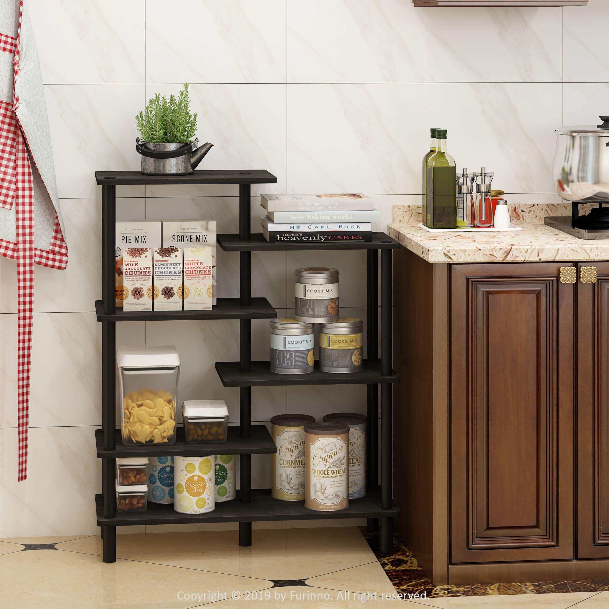 Furinno Turn-N-Tube 6-Tier Accent Display Rack, Espresso/Black