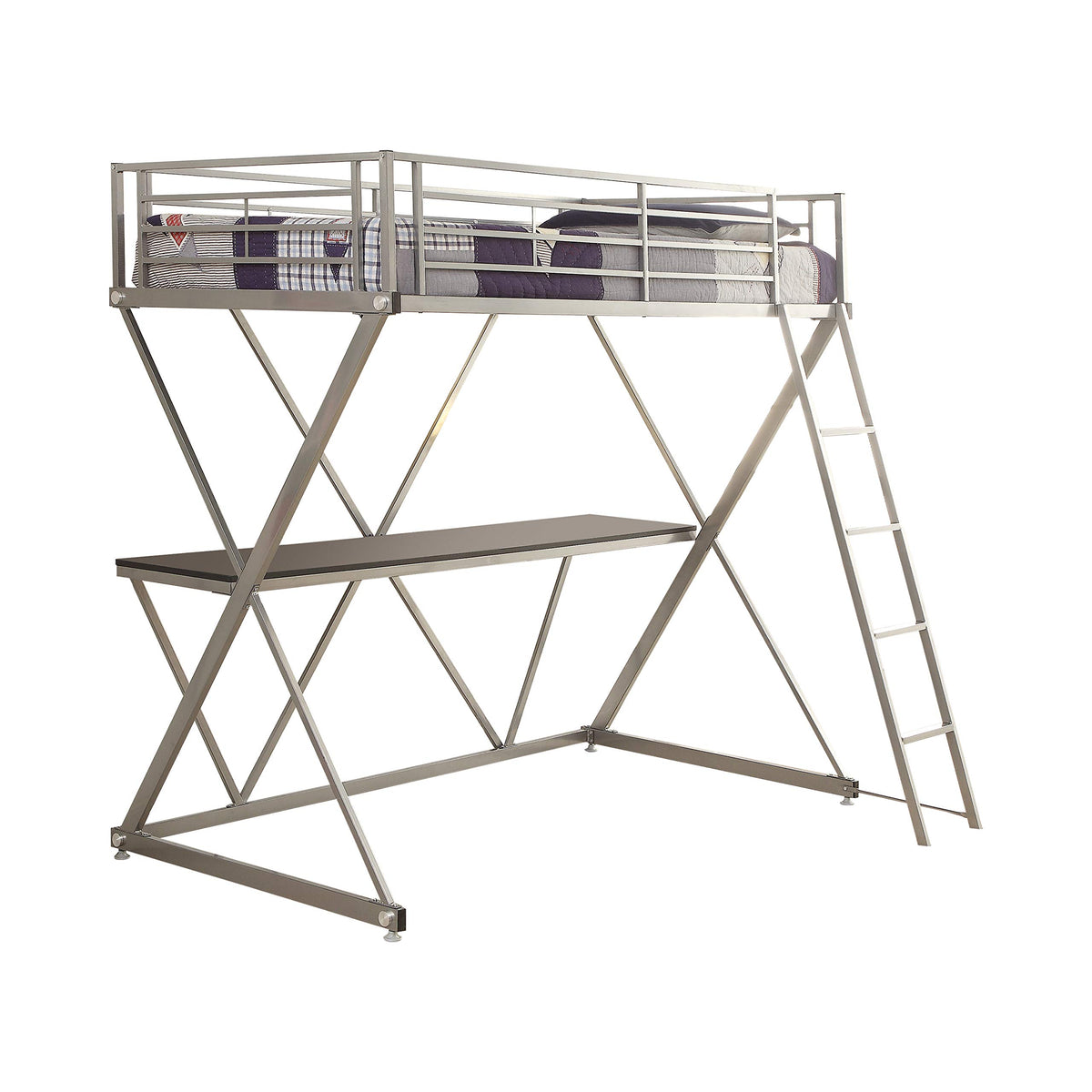 Coaster Twin Workstation Loft Bed Silver 400034T