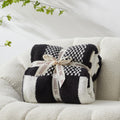 Snuggle Sac Checkered Blanket, Black White Throw Blanket For Couch Plaid Microfiber Fluffy Warm Fuzzy Cozy Soft Throw Blanket Re
