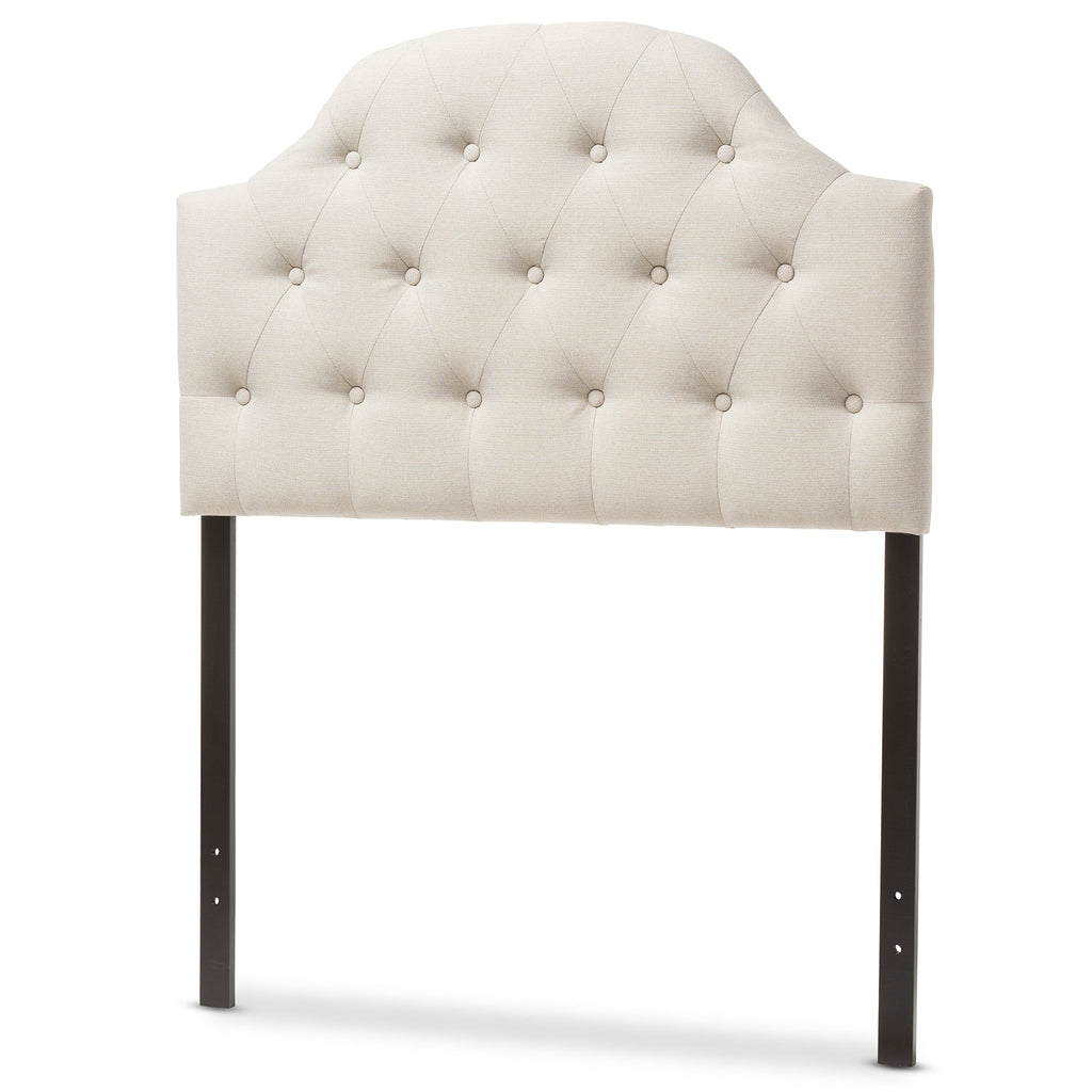 Baxton Studio Morris Modern and Contemporary Queen Size White Faux Leather Upholstered Button-Tufted Scalloped Headboard
