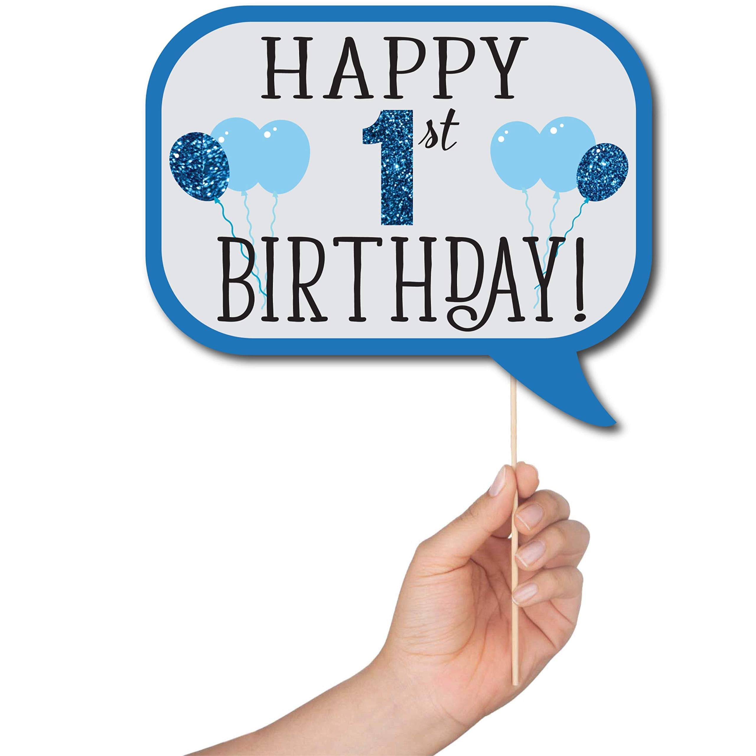 1St Birthday Boy Photo Booth Props - 41-Pc Photobooth Kit With 8 X 10-Inch Sign, 60 Adhesive Pads, 45 Sticks - Photo Booth Props