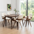 Set Of 4 Swivel Dining Chairs - Mid Century Modern Dining Chairs With Arms And Curved Back, Faux Leather Bentwood, Versatile For