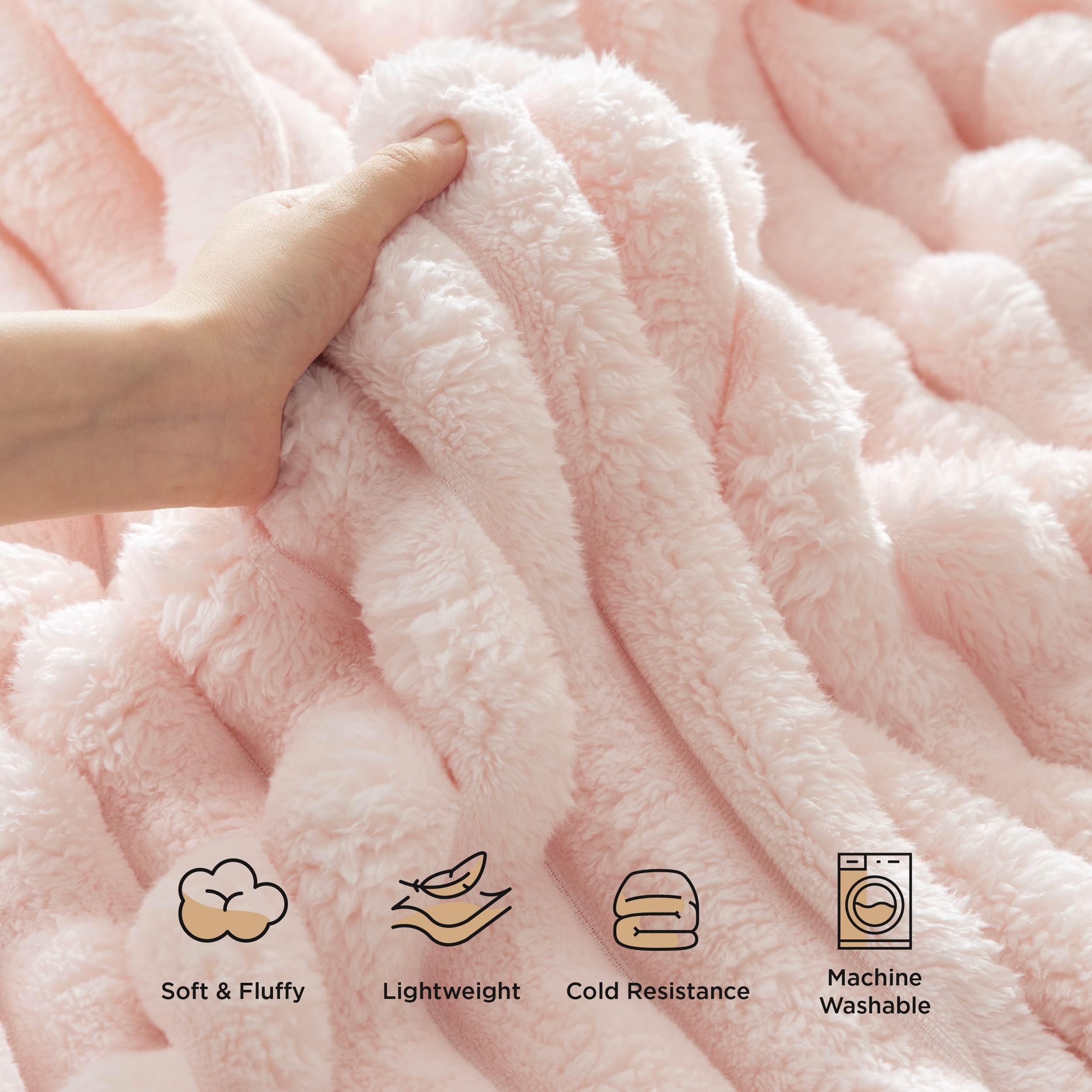 Bedsure Blankets Queen Size For Bed - Super Soft Cozy Blankets For Women, Cute Large Fleece Blanket For Girls,Pink,90X90 Inches,