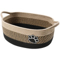Small Woven Baskets for Organizing Rope Storage Basket with Handle Cute Cotton Nursery Gift Dog Toy Bins Organizer-Light Beige