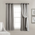 Lush Decor Sheer Grommet Curtains With Insulated Blackout Lining, Window Curtain Panels, Pair, 38'W X 45'L, Light Gray - Curta