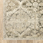HomeRoots Polypropylene 8’ x 11’ Ivory and Gray Floral Trellis Indoor Area Rug