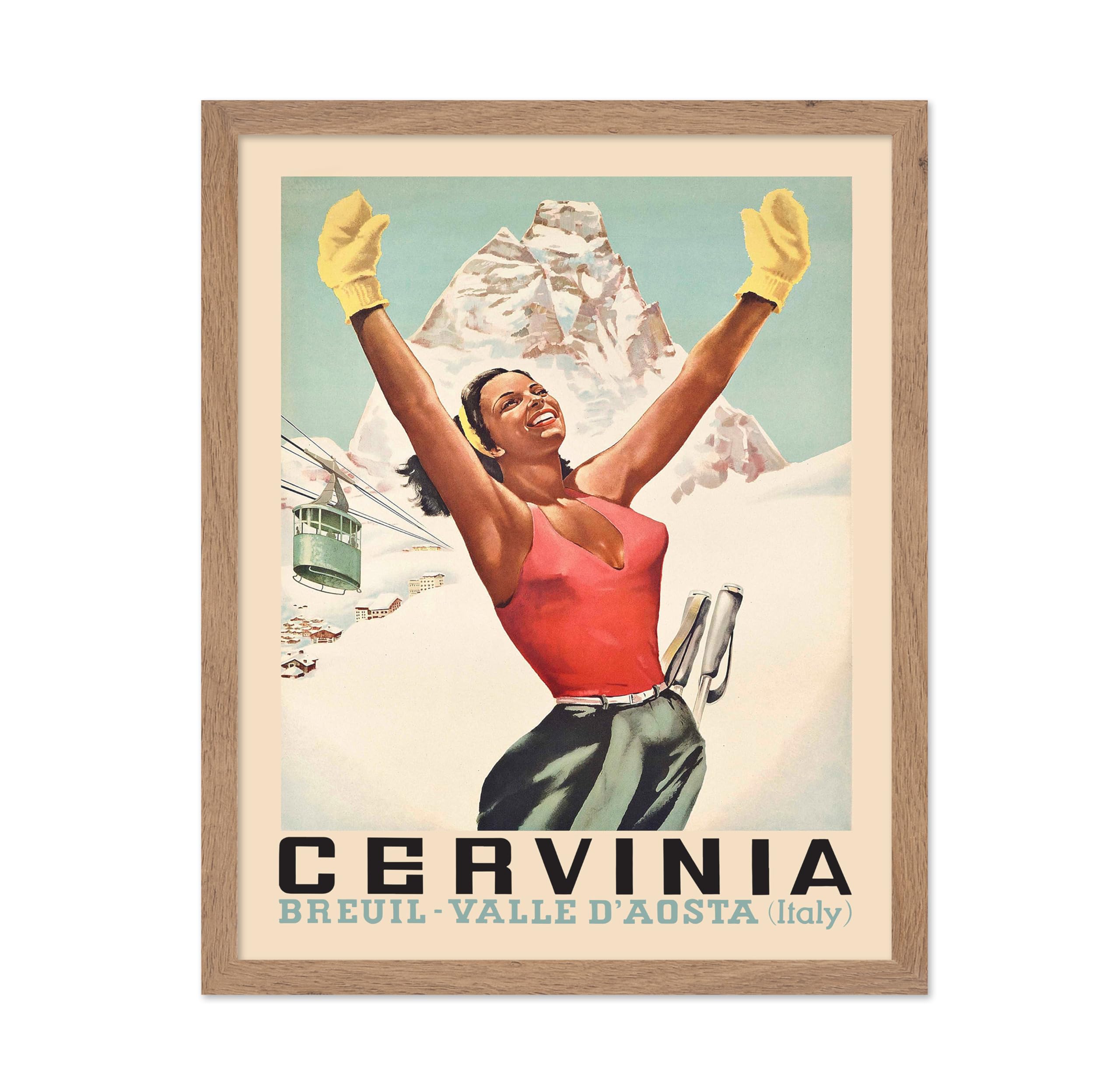 Poster Master Vintage Travel Poster - Retro Breuil Cervinia Print - Aosta Valley Italy Art - Ski Art - Gift for Him, Her, Travel