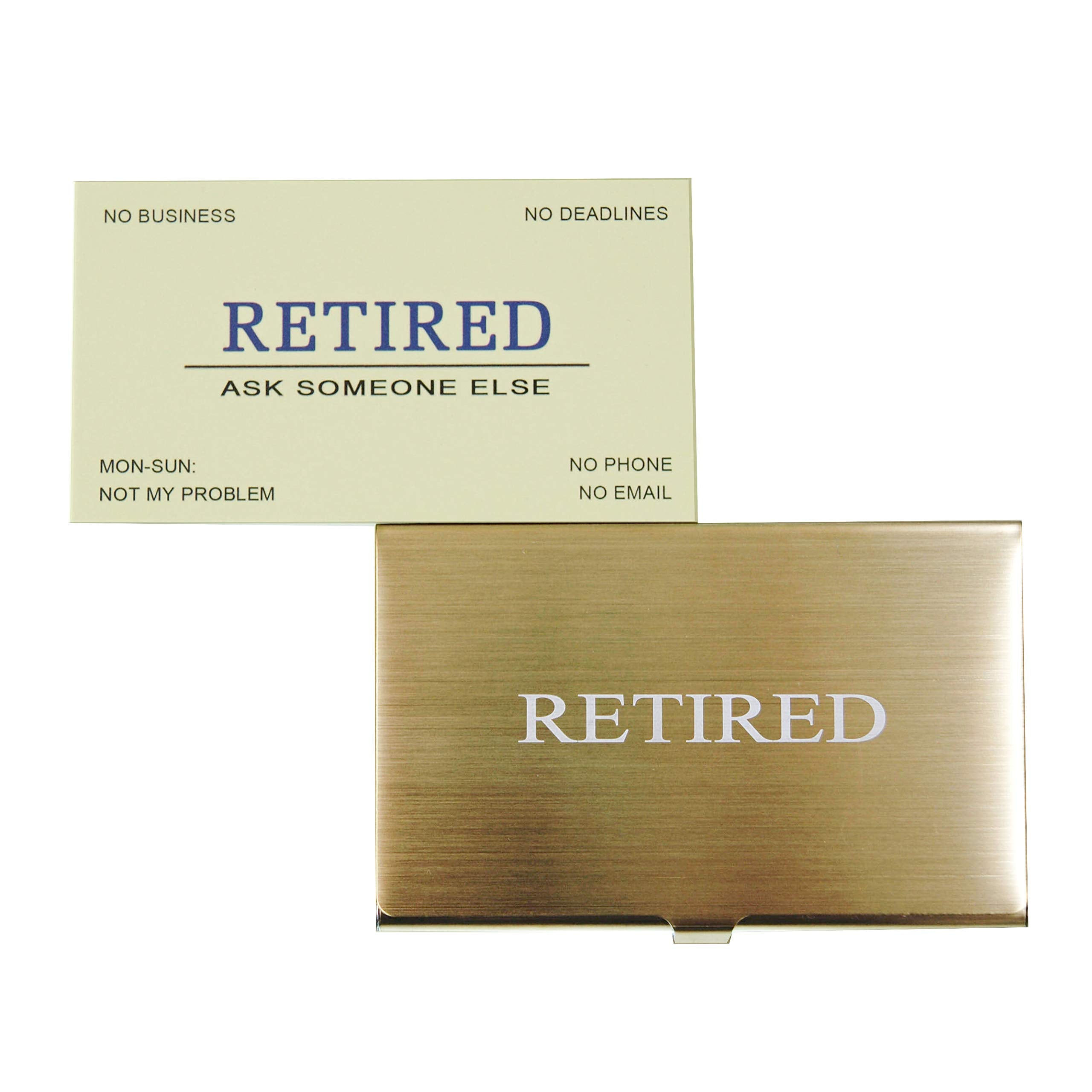Rxbc2011 Retired Business Cards Funny Retirement Gift (Pack Of 50/With Gold Stainless Steel Case) For Retired Men Women Coworker