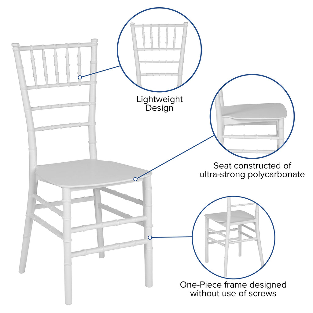 Flash Furniture HERCULES Series White Resin Stacking Chiavari Chair
