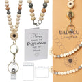 Retractable Teacher Lanyard with Holder, Lanyards for ID Badges Keys Wooden Beaded, Teacher Appreciation Gifts for Women, Unique