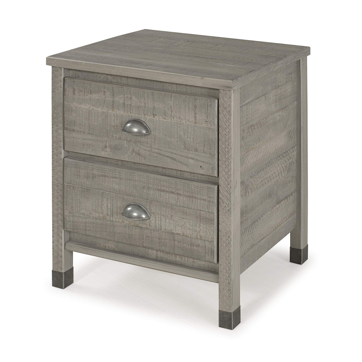 Baja Night Stand / 2 Drawer / Solid Wood / Rustic Bedside Table for Bedroom, Living Room, Sofa Couch, Hall / Metal Drawer Pulls,
