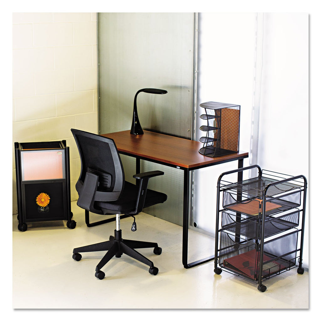 Safco 1943CYBL Simple Design Table Desk with Sled Base, Cherry and Black