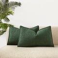Juspurbet Green Boucle Lumbar Broadside Throw Pillow Covers 14X24 Inch Set Of 2 For Couch Bedroom Sofa Living Room Decorative So