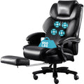 650LBS Massage Office Chair, PU Big and Tall Office Chairs with Vibration Kneading 4-Points, Oversized Ergonomic Reclining Execu