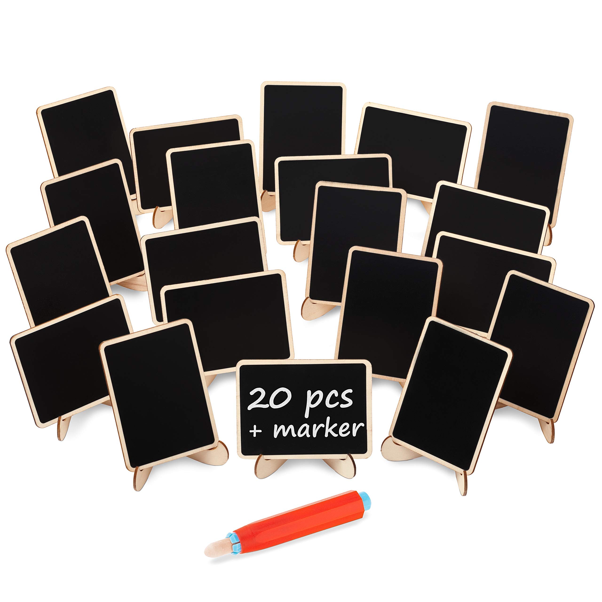 20+1 pcs Wood Mini Chalkboard Sign with Easel Stand Special Event Decorations, Table Numbers Plants, Weddings Place & Birthday P