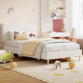 GarveeHome Upholstered Twin XL Size Bed Frame for Kids with Scallop Headboard, Cute Velvet Twin XL Bed for Girls, Boys, Sturdy P