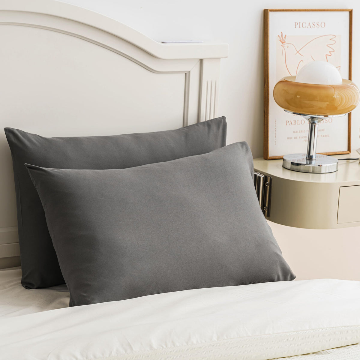 Nini All King Pillow Cases 100% Brushed Microfiber Grey Pillowcases 2 Pack Soft & Breathable All Seasons Pillow Covers With Enve