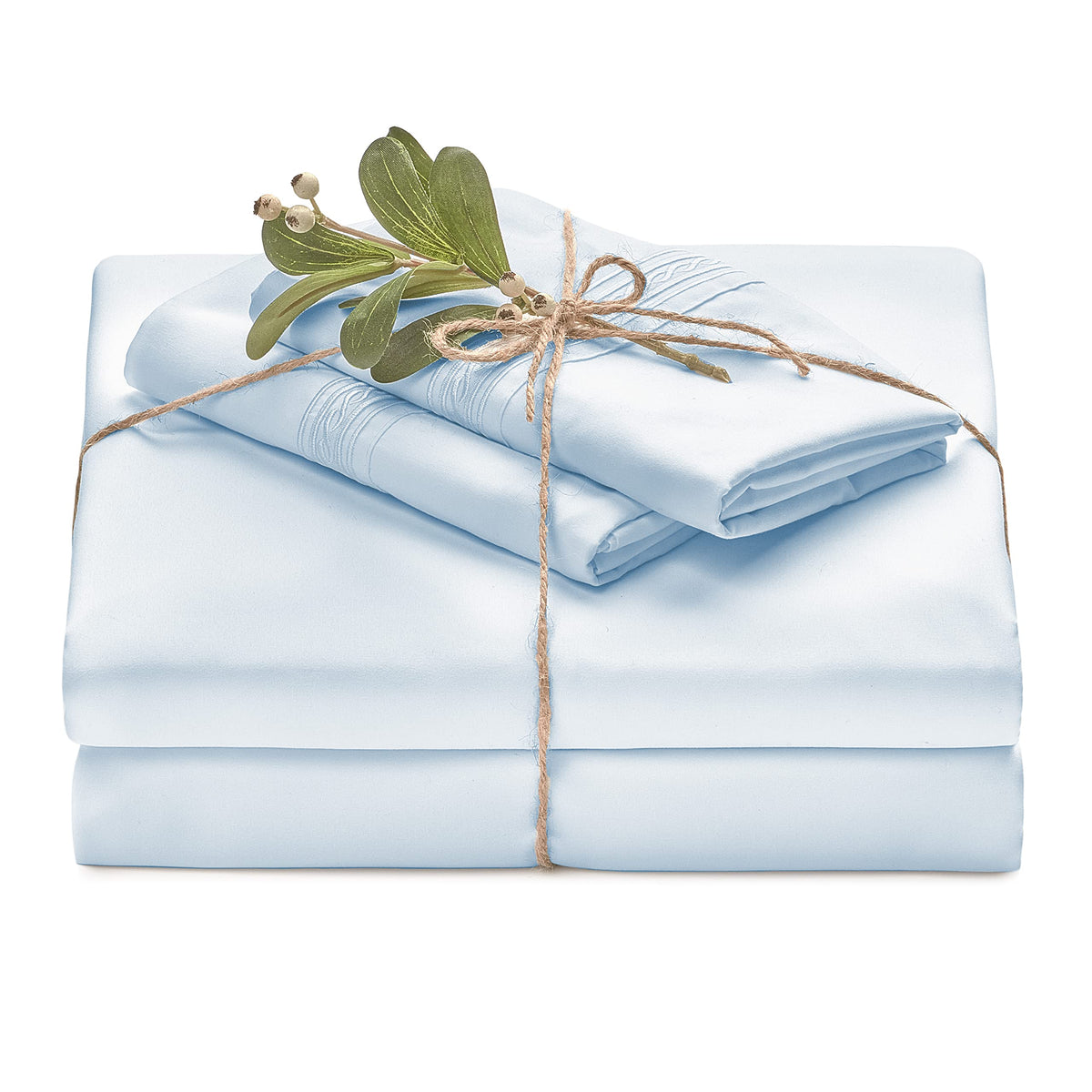 Chanasya Premium Soft Sky Blue King Bed Sheets Set 4-Piece - Percale Microfiber - Fitted Sheet Flat Sheet And Pillow Cases - Dee