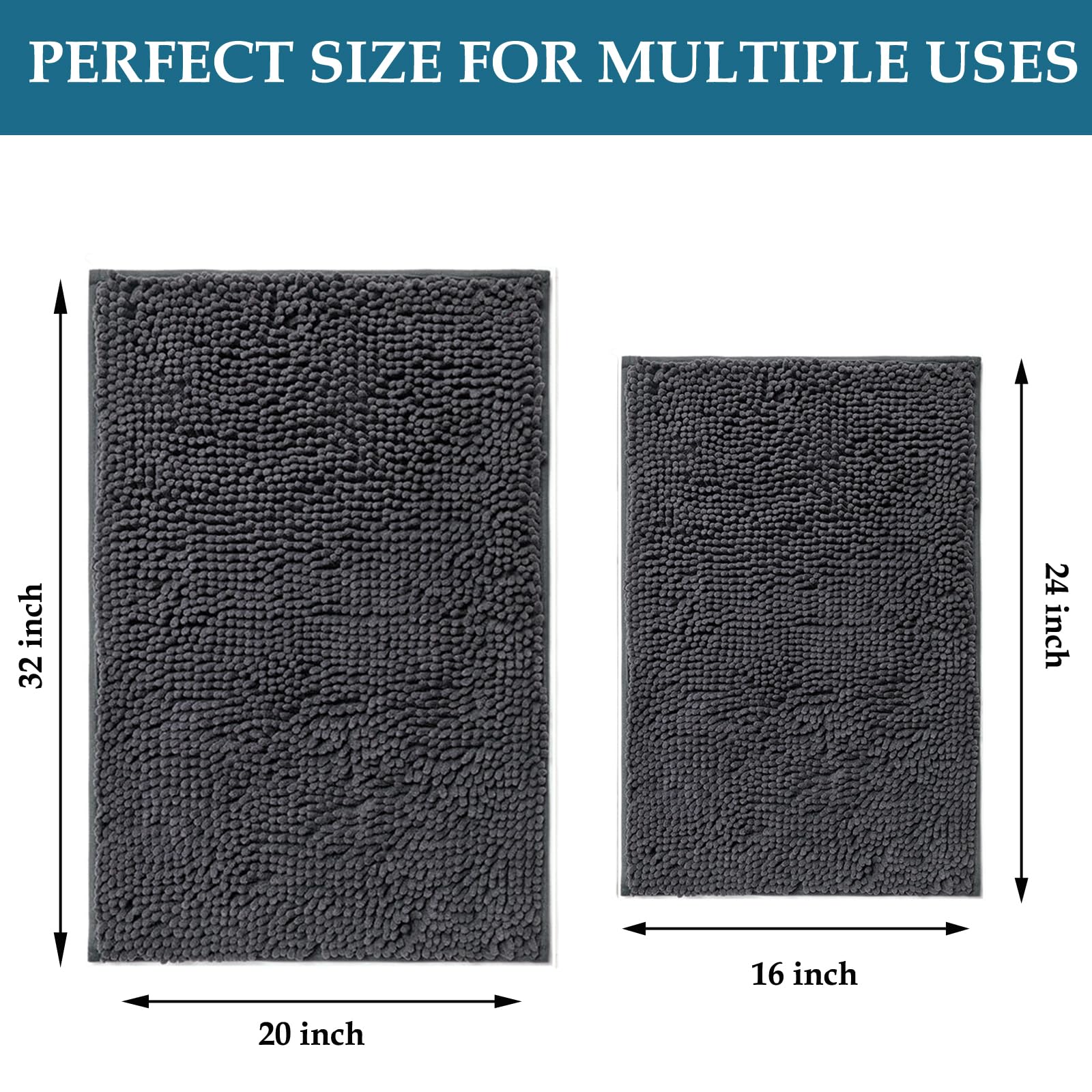 Bathroom Rugs Set 2 Piece Bathroom Mats Bath Rugs Non Slip Bath Rugs For Bathroom, Thick Soft Chenille Bathroom Rug Set, Bathtub