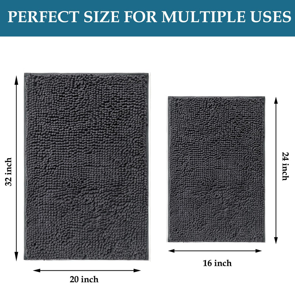 Bathroom Rugs Set 2 Piece Bathroom Mats Bath Rugs Non Slip Bath Rugs For Bathroom, Thick Soft Chenille Bathroom Rug Set, Bathtub