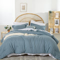 Weigelia 5Pcs Twin Comforter Set Microfiber Comforter Dusty Blue Comforter Sets For Women And Men Reversible Bed Set Ultra Soft