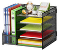 Marbrasse Desk Organizer With File Holder, 5-Tier Paper Letter Tray Organizer, Mesh Desk Organizers And Accessories With Magazin