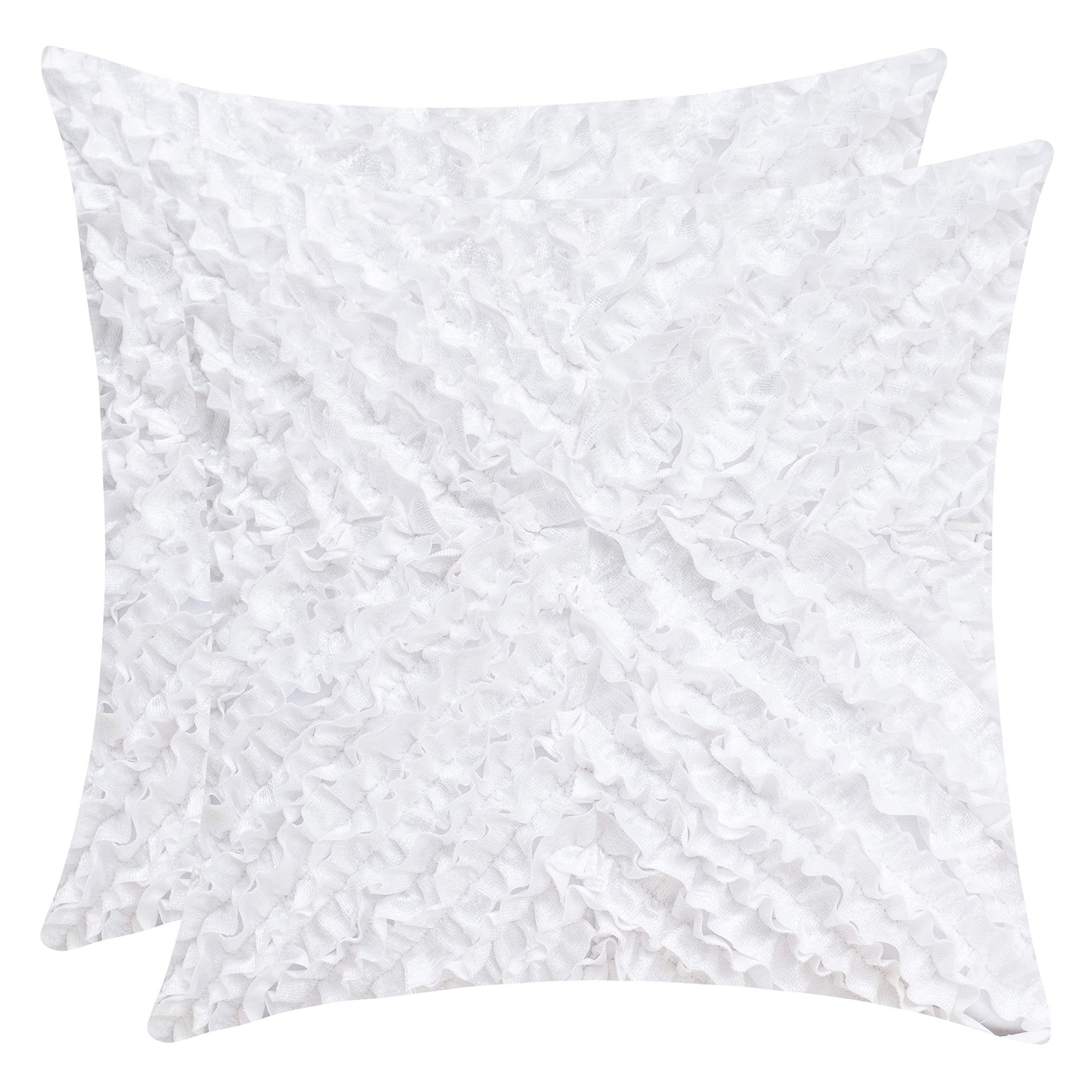 White Throw Pillow Cover - (18X18 Inch) | Decorative, Washable Cushion Covers For Couch, Sofa, Bedroom, Living Room - Pack Of 2