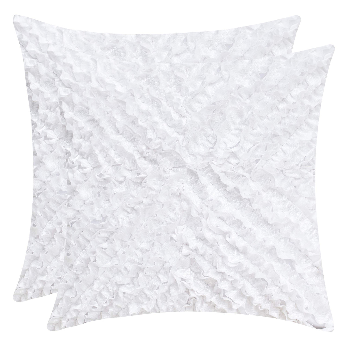 White Throw Pillow Cover - (18X18 Inch) | Decorative, Washable Cushion Covers For Couch, Sofa, Bedroom, Living Room - Pack Of 2