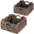 Scalloped Baskets (NaturalSet of 2) Basket Living Room Organizer, Water Hyacinth Baskets For Decor, Woven Basket Boho Style for