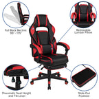 Flash Furniture Optis Gaming Desk With Cup Holder/Headphone Hook/Removable Mousepad Top & Red Reclining Back/Arms Gaming Chair With Footrest
