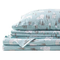 Comfort Spaces Novalty Cotton Flannel Breathable Warm Deep Pocket Sheets With Pillow Case Bedding, Full, Blue Polar Bears 4 Piec