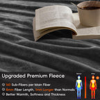 Phf Ultra Soft Fleece Blanket Twin Size, No Shed No Pilling Luxury Plush Cozy 300Gsm Lightweight Blanket For Bed, Couch, Chair, Sofa Suitable For All Season, 66' X 90', Dark Grey