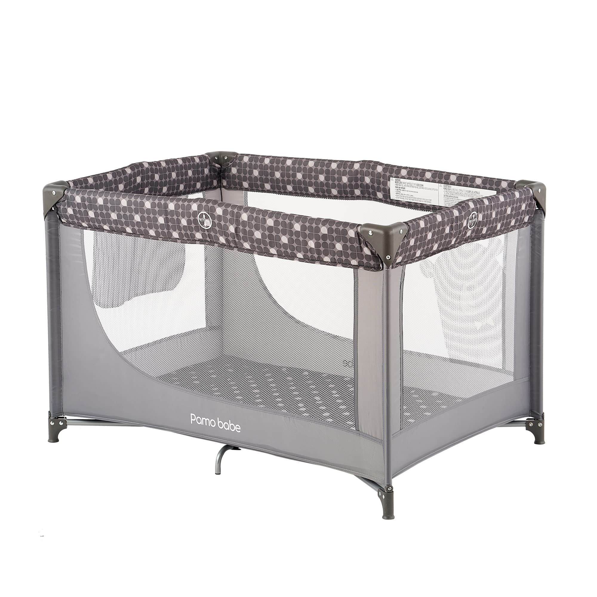 Pamo Babe Portable Crib Baby Playpen With Mattress And Carry Bag (Grey)