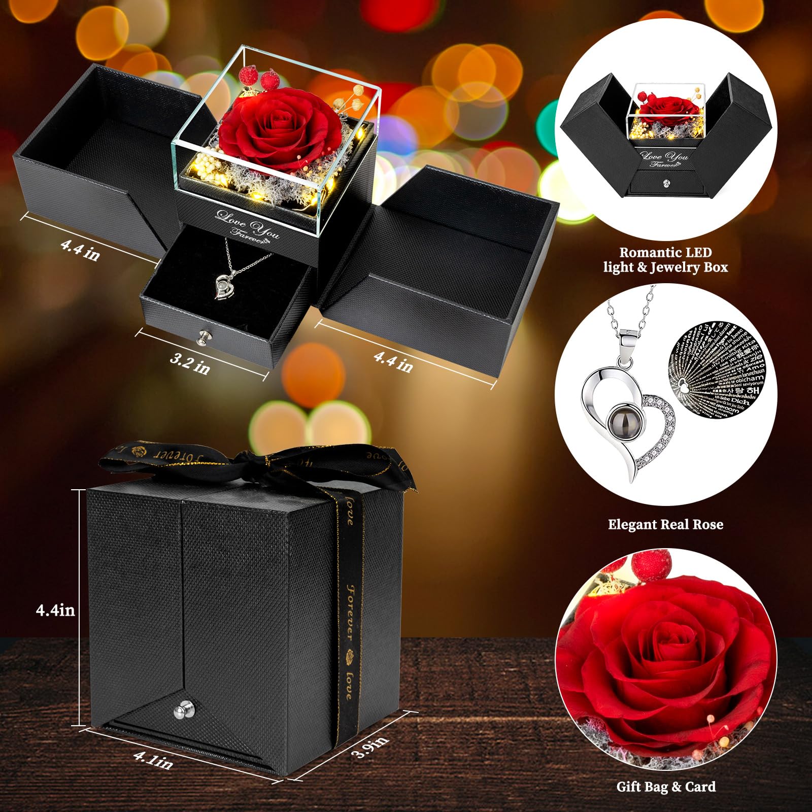 Enerleaf Preserved Red Real Rose-Eternal Flowers Rose Gifts For Mom Grandma Wife Girlfriend On Mothers Day Birthday Valentines C