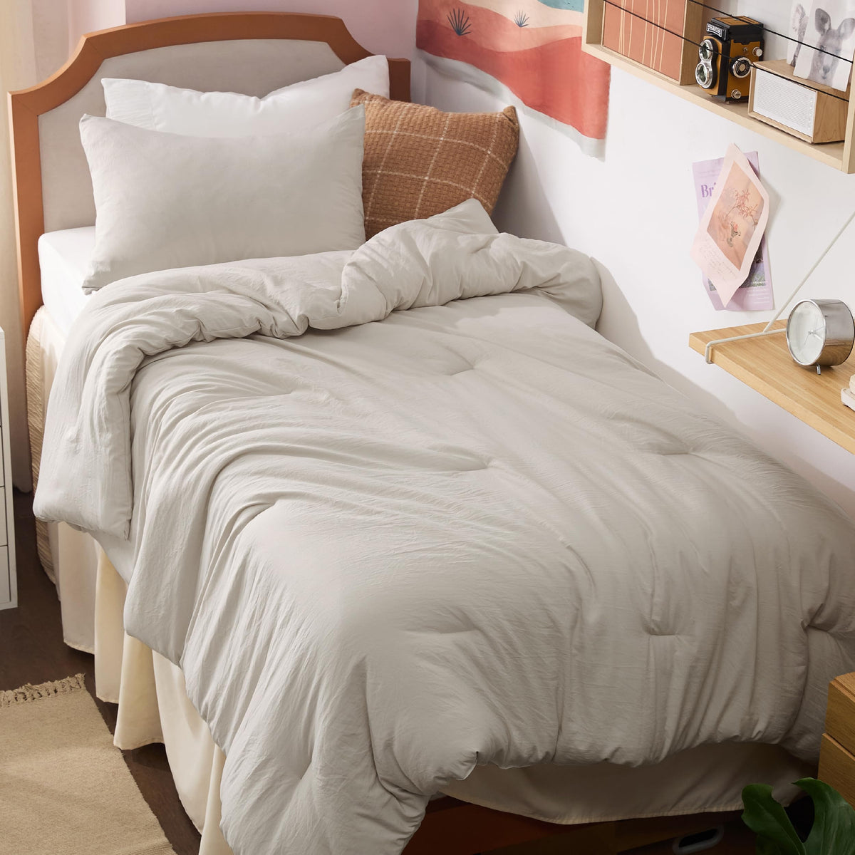Bedsure Twin/Twin Xl Comforter Set, Dusty Rose Soft Prewashed Bed Comforter For All Seasons, 2 Pieces Dorm Bedding Sets, 1 Light