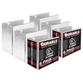 Samsill Durable 6 Inch Binder, Made In The Usa, Locking D Ring Customizable Clear View Binder, White, 6 Pack, Each Holds 1225 Pa