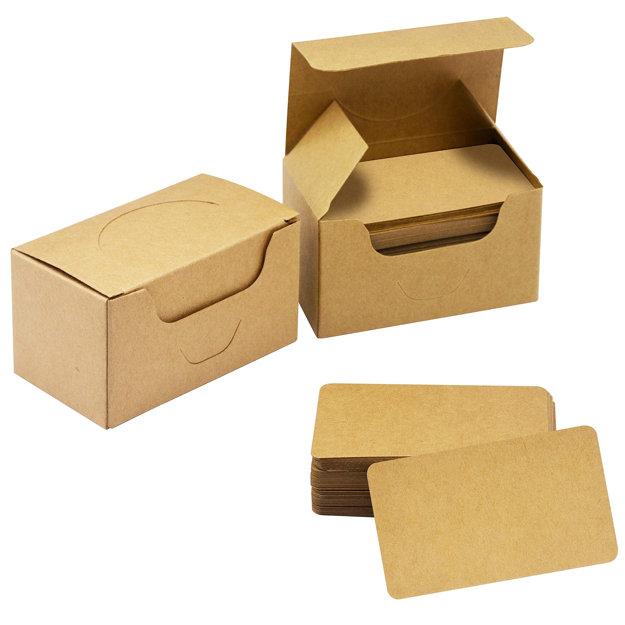 250 Pcs Original Wood Color Blank Kraft Paper Round Corner Flash Word Message Gift Diy Index Card (3.5    X 2.1   )