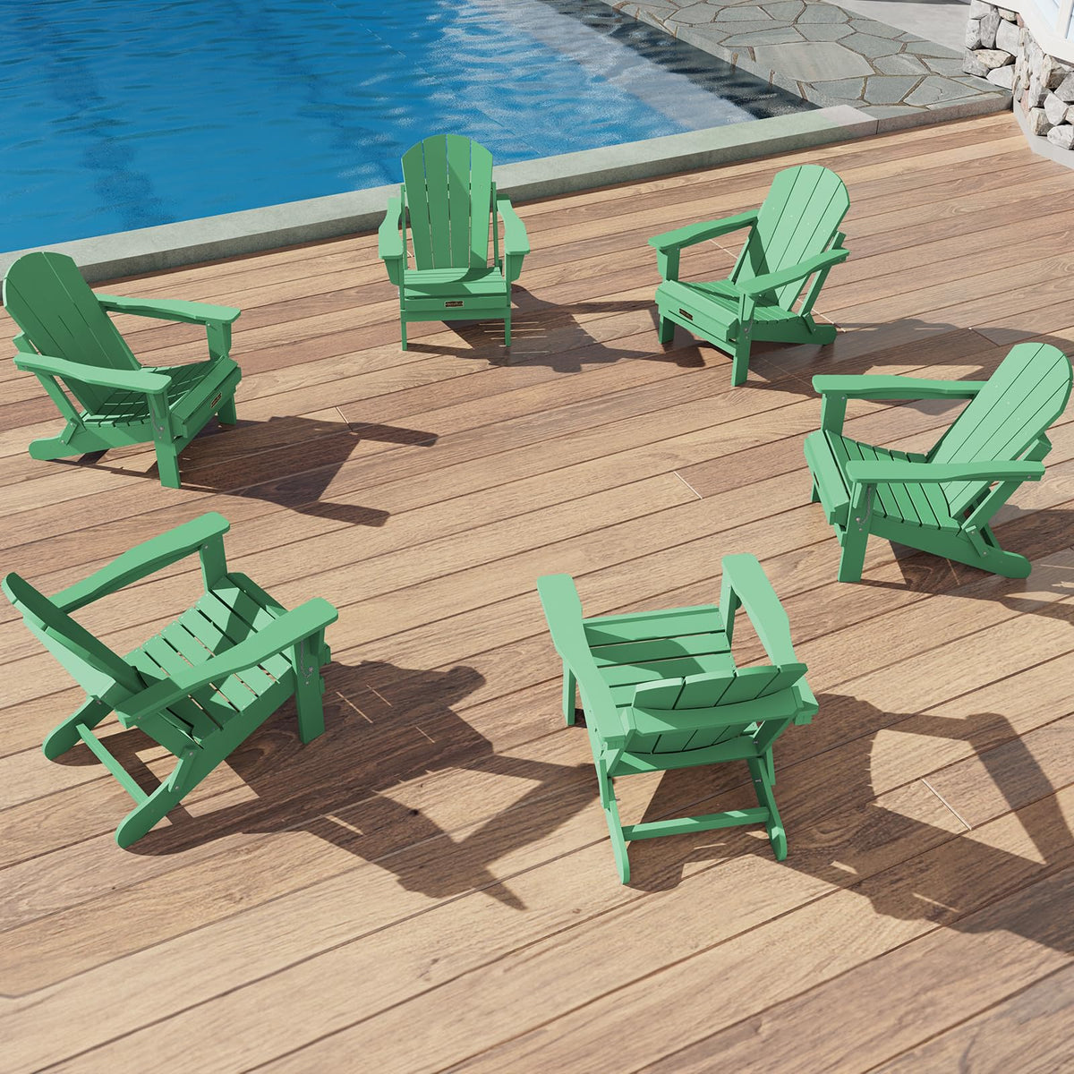 Serwall Foldable Adirondack Chair Set Of 6 For Patio Garden Outdoors Fire Pit-Mint