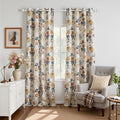 Roseate True White Out Curtains (7 Feet/Set of 2) Printed 80% Room Darkening Curtain for Bedroom, Living Room (Ivory/Willow/ 116